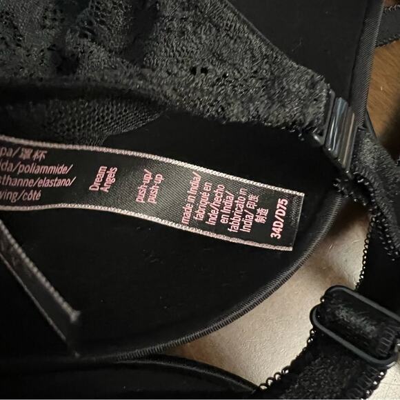 Victoria's Secret Dream Angels Push-Up Bra Black Lace Adj Straps 34D - Picture 6 of 8